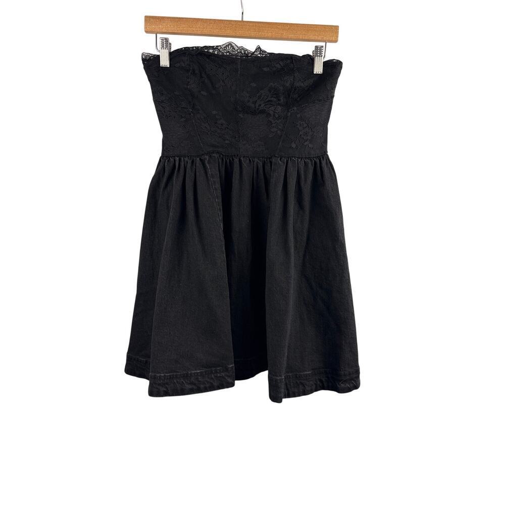 Women’s Pilcro XS Black Sleeveless Mini Jean & Lace Dress